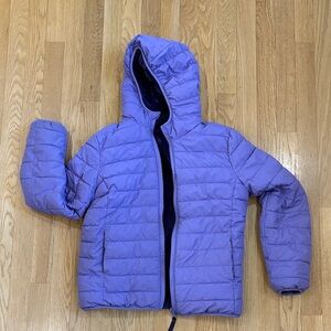 Primary Lavender Kids Reversible Fleece Puffer Jacket